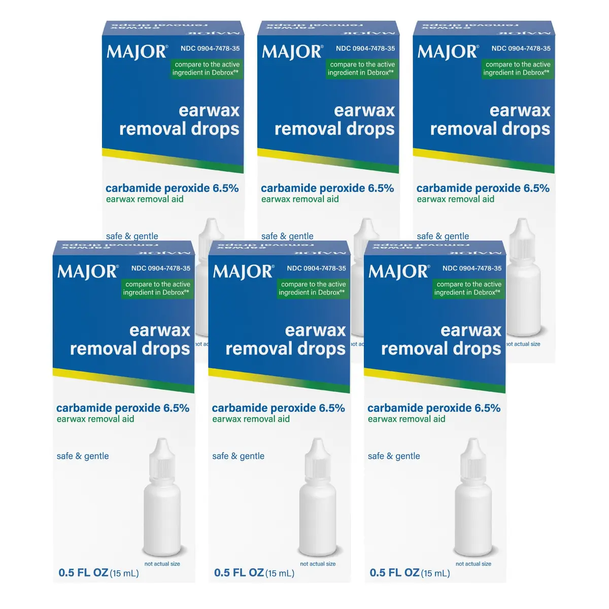 MAJOR Earwax Removal Drops with 6.5% Carbamide Peroxide | Gentle & Safe Ear Cleaning for Adults & Kids 12+ - main product image