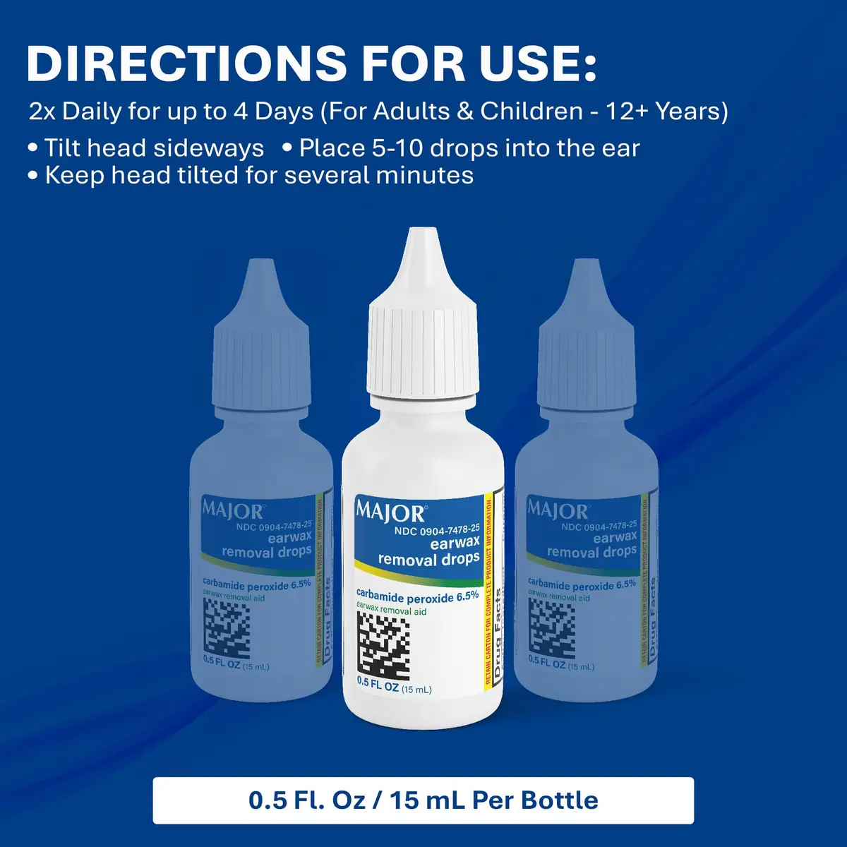 MAJOR Earwax Removal Drops with 6.5% Carbamide Peroxide | Gentle & Safe Ear Cleaning for Adults & Kids 12+ - view 3