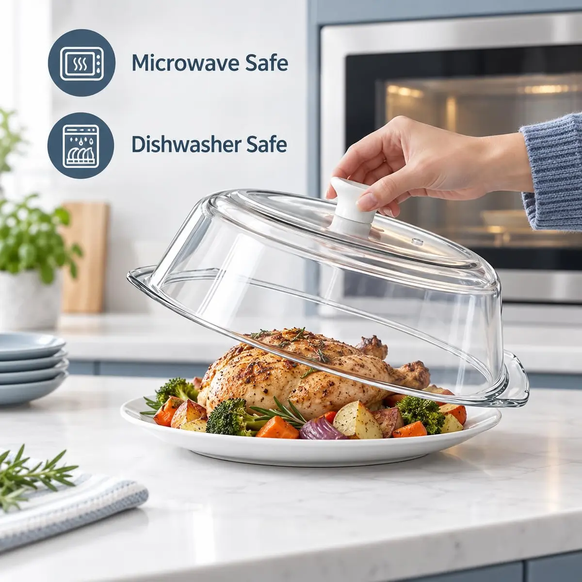 ACEPRUT New Upgrade Glass Microwave Splatter Cover with Ceramic Handle & Screw | Heat-Resistant BPA-Free Kitchen Accessory - view 5