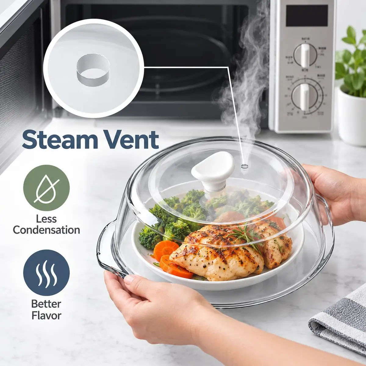 ACEPRUT New Upgrade Glass Microwave Splatter Cover with Ceramic Handle & Screw | Heat-Resistant BPA-Free Kitchen Accessory - view 6