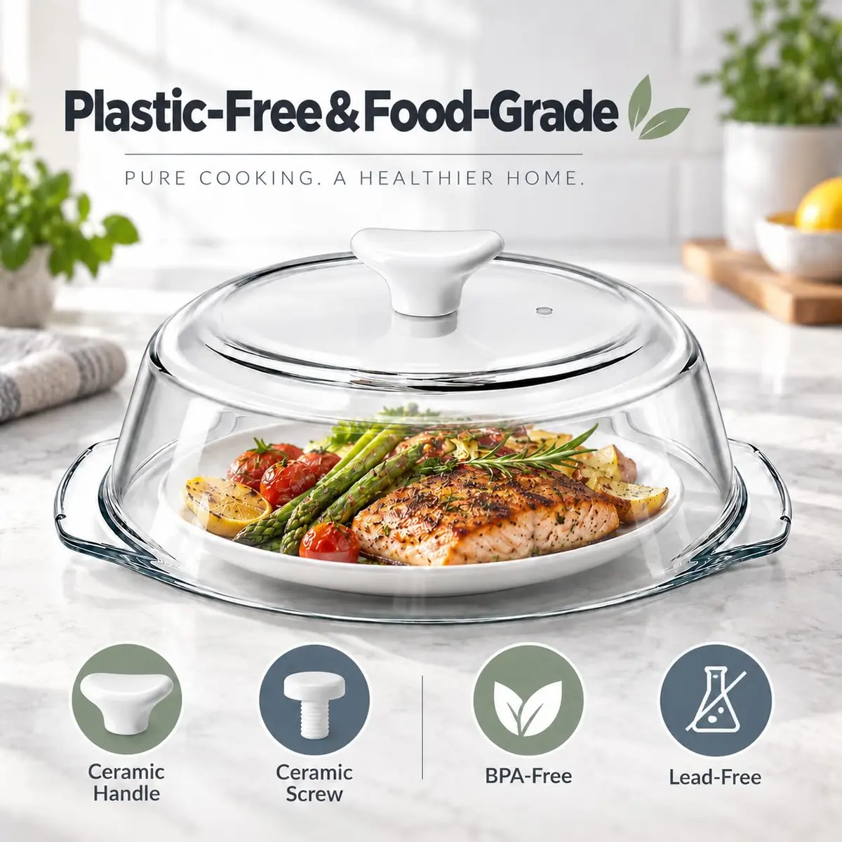 ACEPRUT New Upgrade Glass Microwave Splatter Cover with Ceramic Handle & Screw | Heat-Resistant BPA-Free Kitchen Accessory - view 2