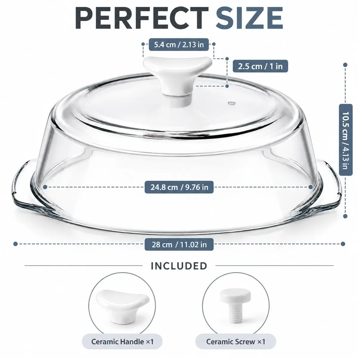 ACEPRUT New Upgrade Glass Microwave Splatter Cover with Ceramic Handle & Screw | Heat-Resistant BPA-Free Kitchen Accessory - view 4