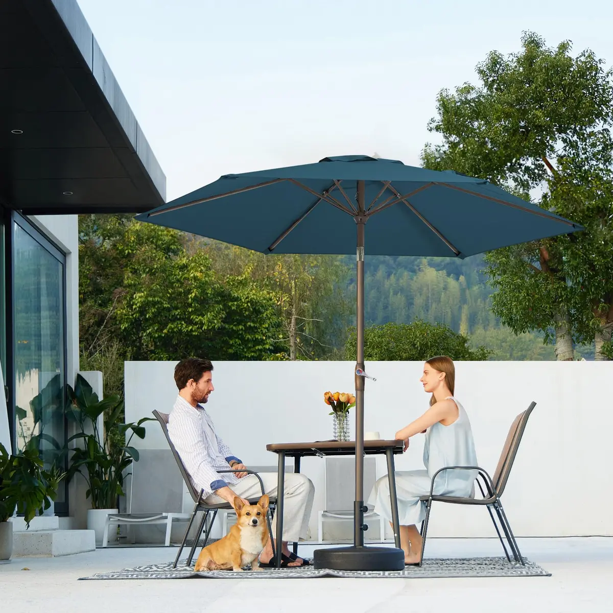JEAREY 7.5 ft Outdoor Patio Umbrella, Lake Blue | Windproof & UV Resistant - view 6