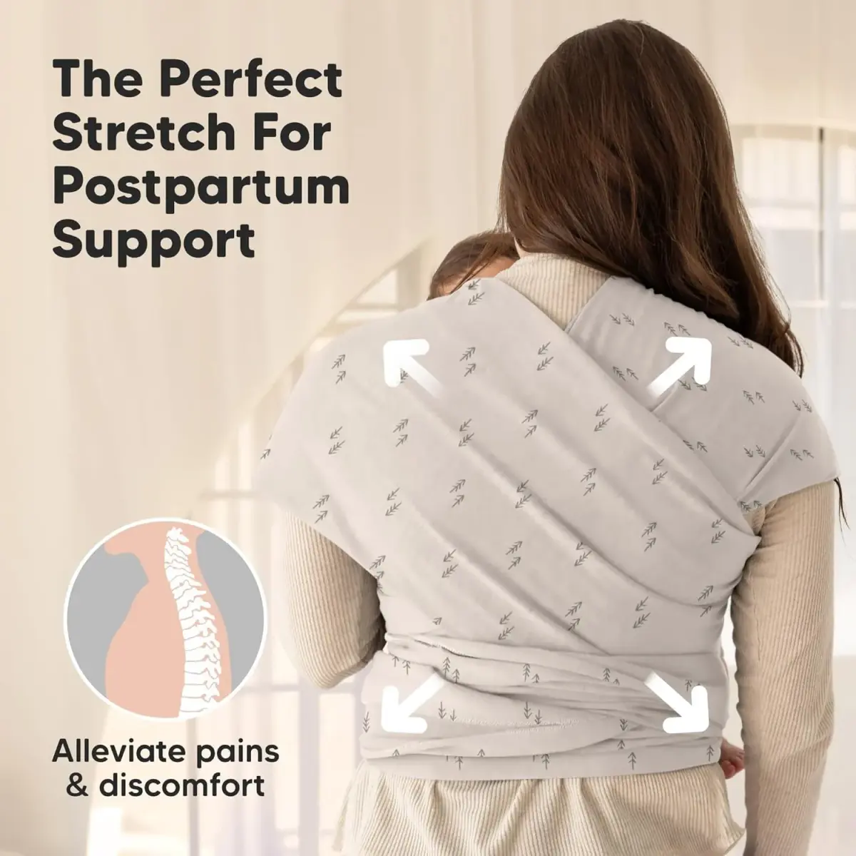 KeaBabies Original Baby Wrap Carrier (Pines) — 0.5 kg (1.1 lb) | Ergonomic, IHDI Certified, Breathable Fabric for Newborns to Toddlers - view 5