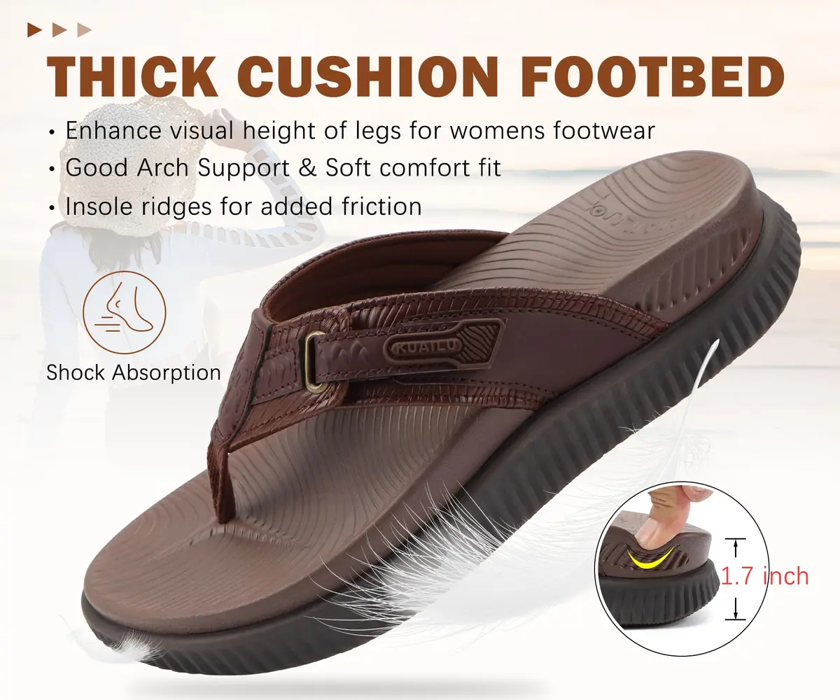 KuaiLu Womens Orthopedic Flip Flops Flat Toe Post Sandals with Arch Support | Cloud Comfort & Support - view 4