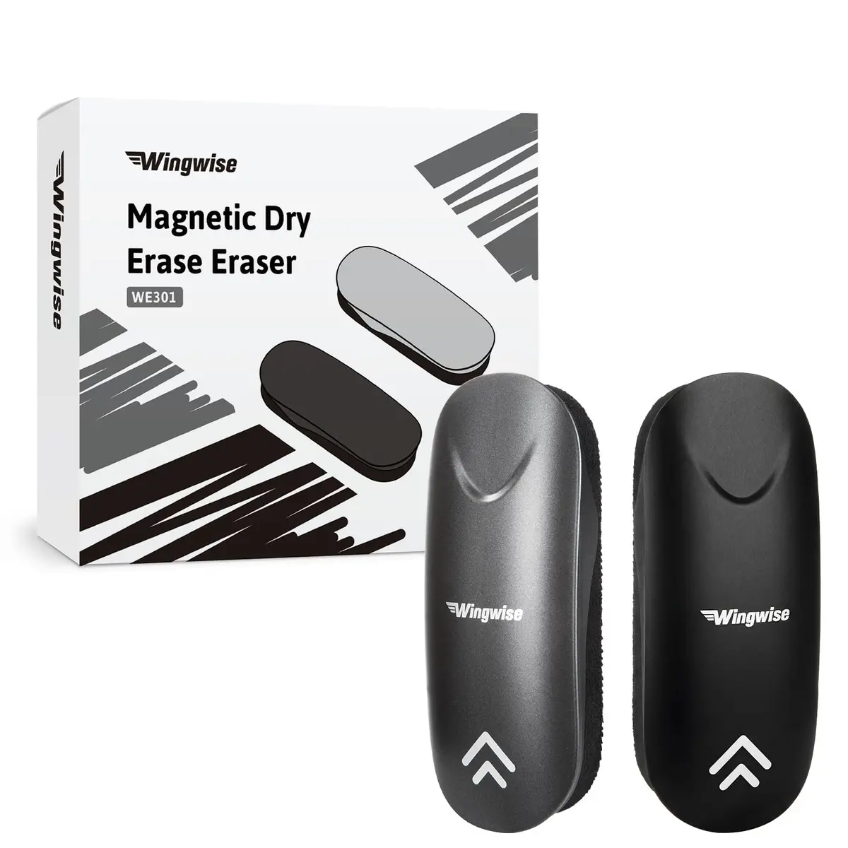 Wingwise Dry Erase Eraser 2-Pack | Magnetic Glass Whiteboard Accessory with Comfortable Grip - main product image
