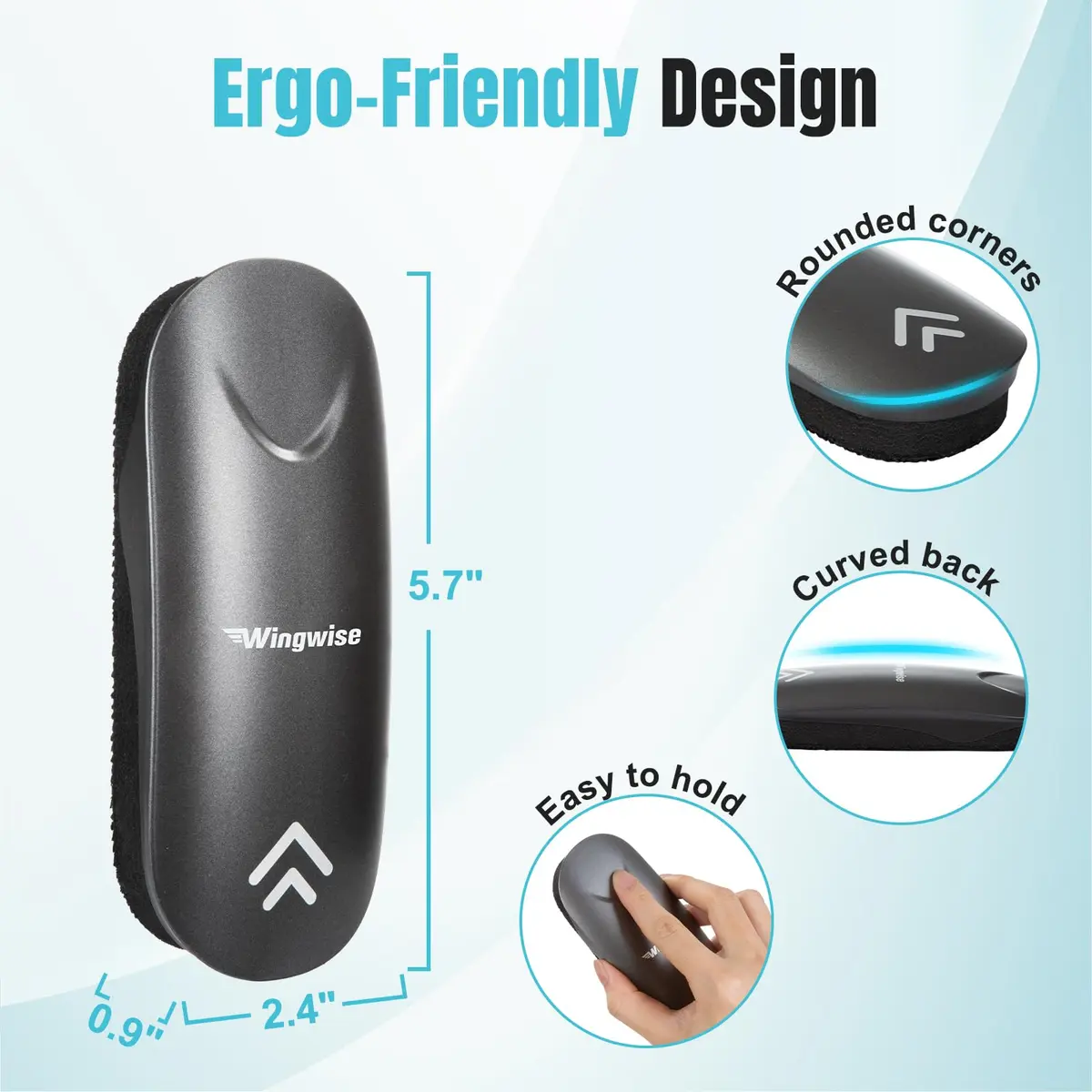 Wingwise Dry Erase Eraser 2-Pack | Magnetic Glass Whiteboard Accessory with Comfortable Grip - view 5