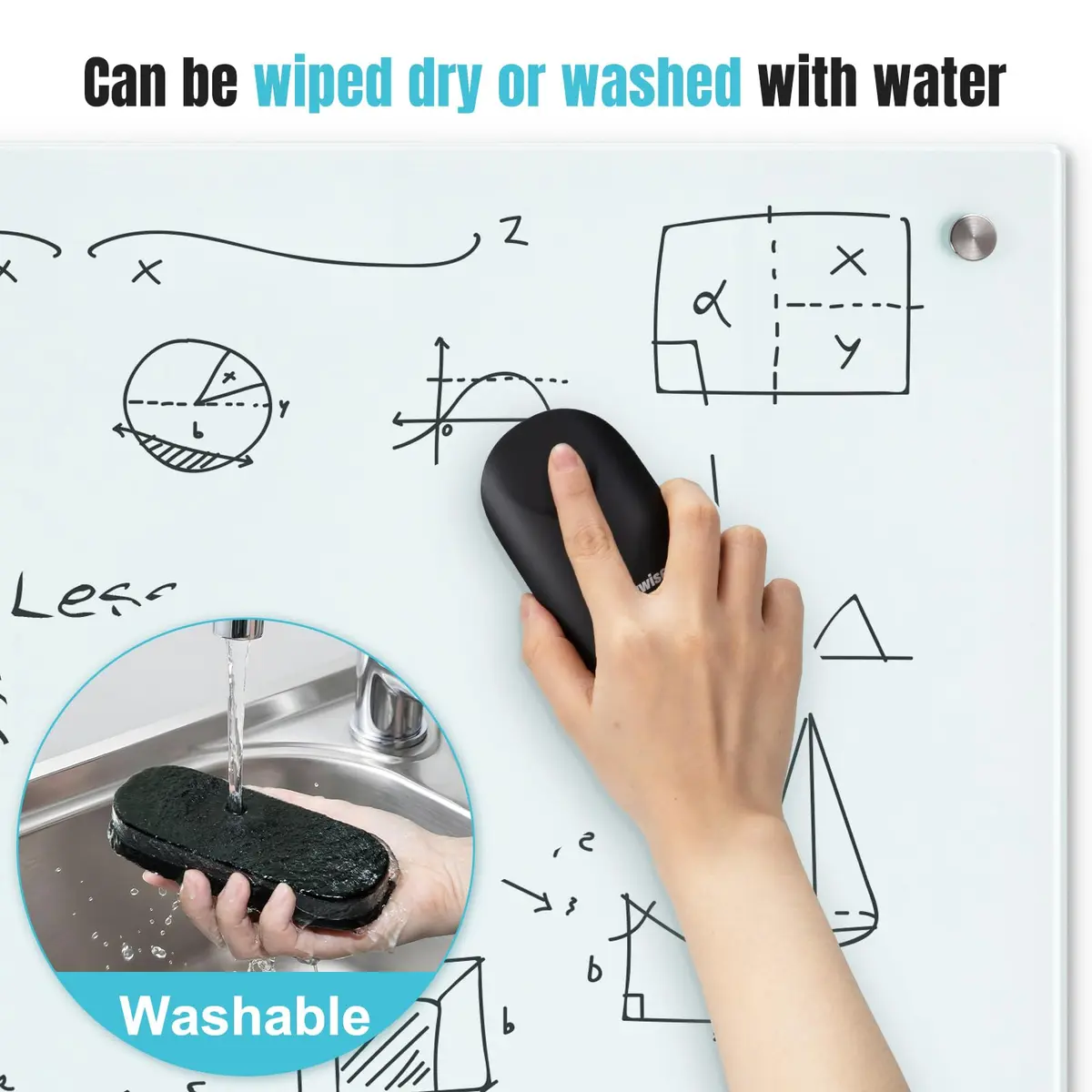 Wingwise Dry Erase Eraser 2-Pack | Magnetic Glass Whiteboard Accessory with Comfortable Grip - view 3