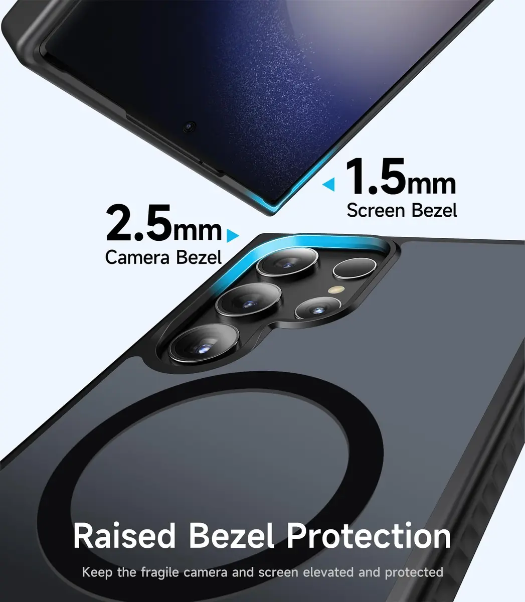 Halokin Cellular Phone Case Magnetic with Invisible Stand | Black, Compatible with Galaxy S23 Ultra - view 7