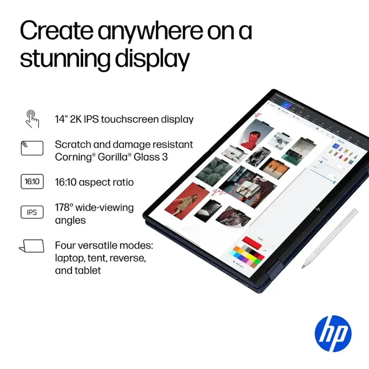 HP OmniBook X Flip 14 2-in-1 Touchscreen Laptop, Intel Core Ultra 5 226V | 14" 2K Touch Display, 16GB RAM, 512GB SSD - view 5