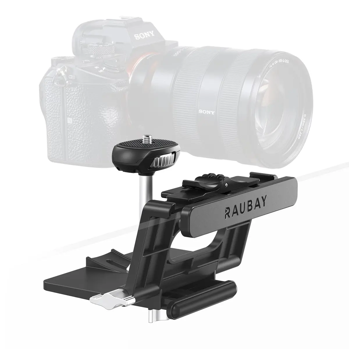 RAUBAY Monitor Camera Mount, Curved Screen Clamp, 1/4" Screw, CM02 | Adjustable, Space-Saving Webcam Clamp for Curved Monitors - main product image