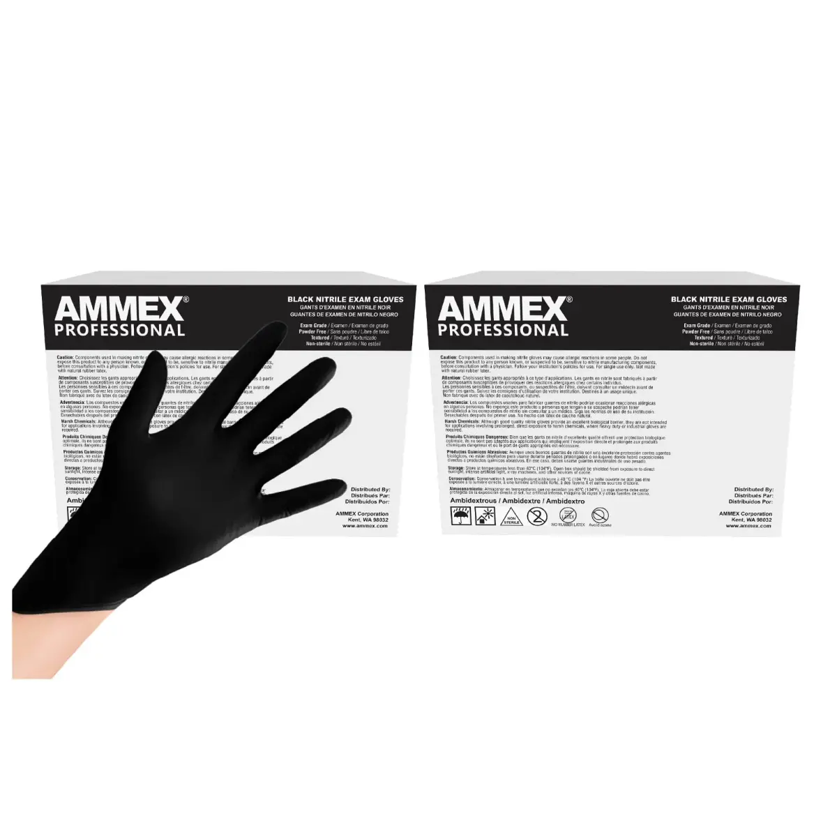 AMMEX Black Nitrile Exam Gloves, Large, 2 Cases of 1000 (2000 Total), 3 Mil - main product image