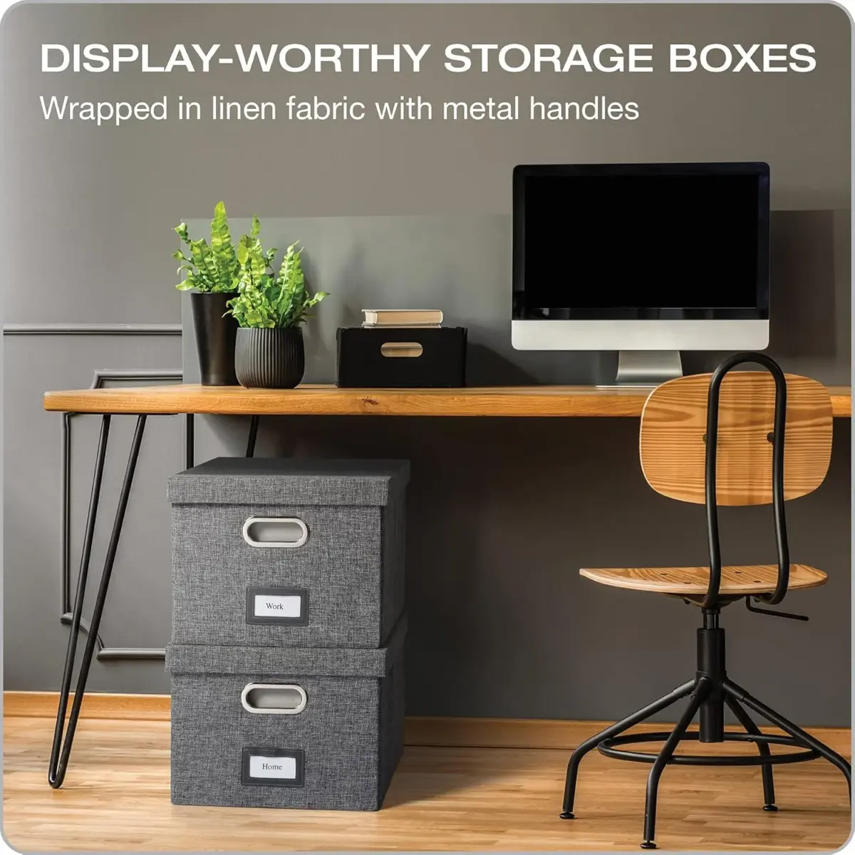 Pendaflex File Organizer Box with Lid, Hanging File Storage Box 2-Pack 34L (16" x 13" x 10") | Sturdy Linen Fabric for Office & Home - view 6