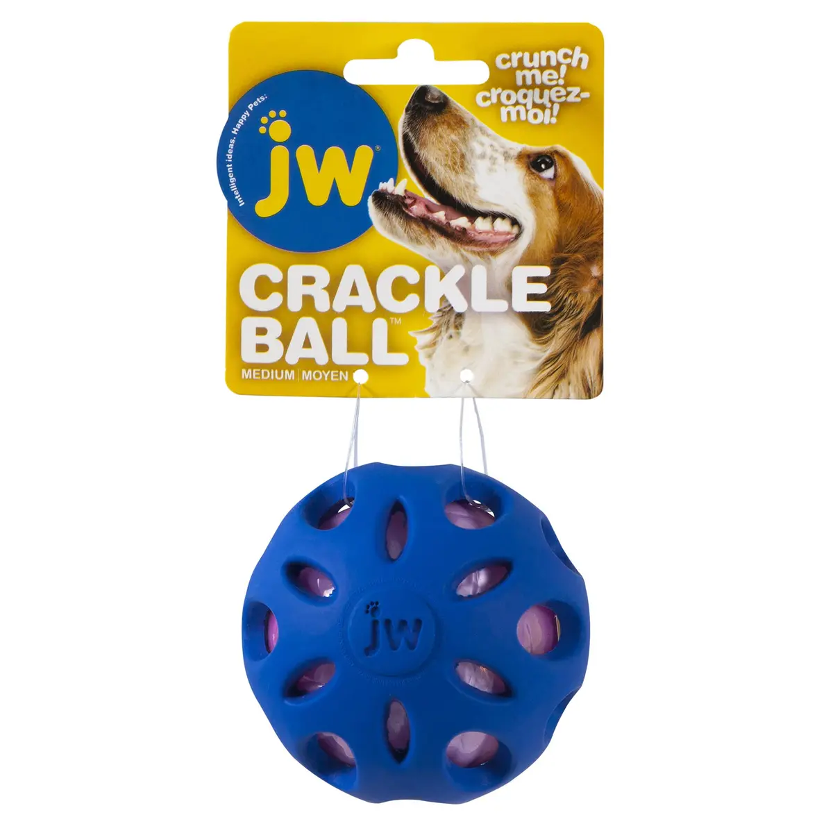 JW Petmate Crackle Heads Crackle Ball Crunchy Noise Chew Toy for Dogs Assorted Colors, Medium 3' Diameter | Durable & Safe Chew Toy - view 3