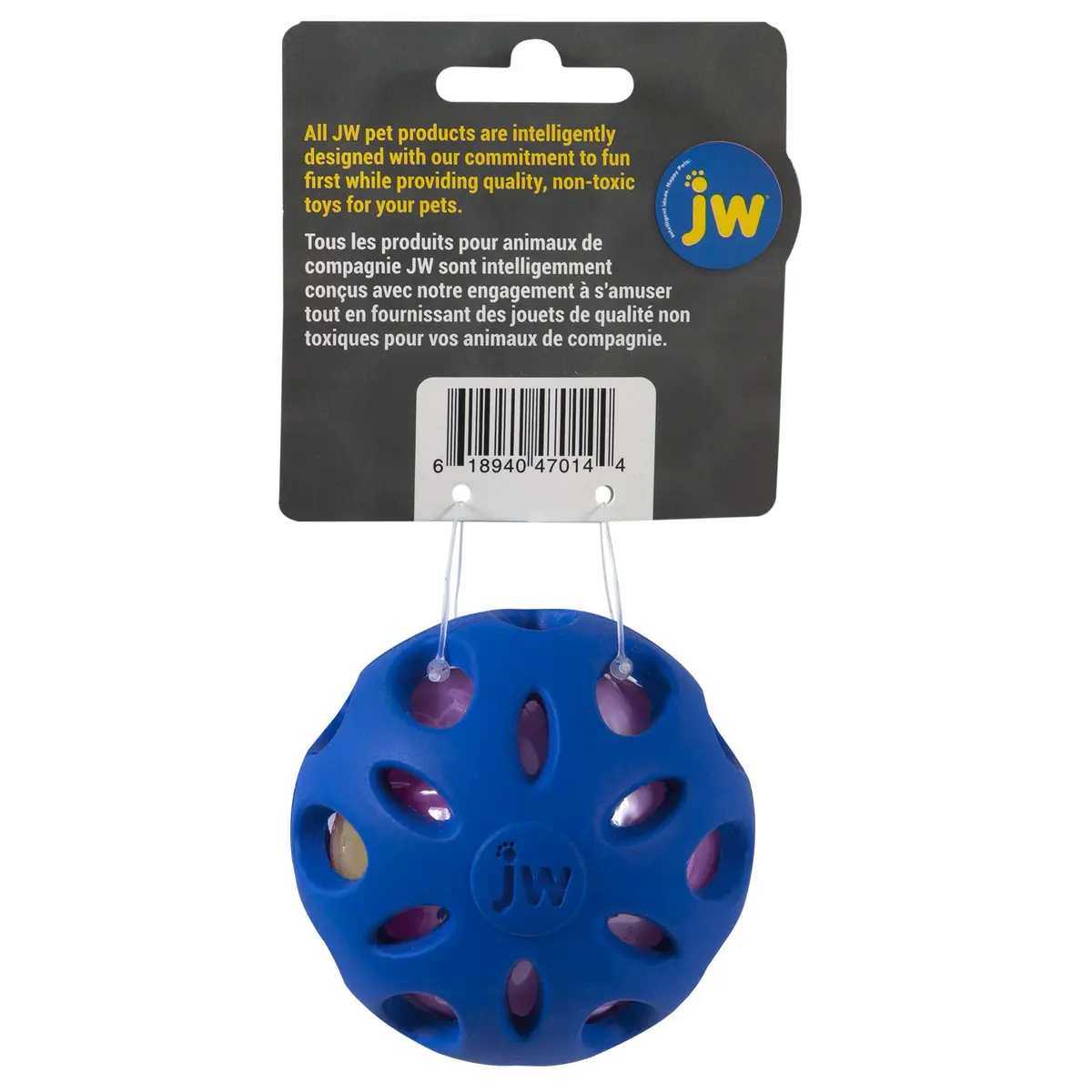 JW Petmate Crackle Heads Crackle Ball Crunchy Noise Chew Toy for Dogs Assorted Colors, Medium 3' Diameter | Durable & Safe Chew Toy - view 4