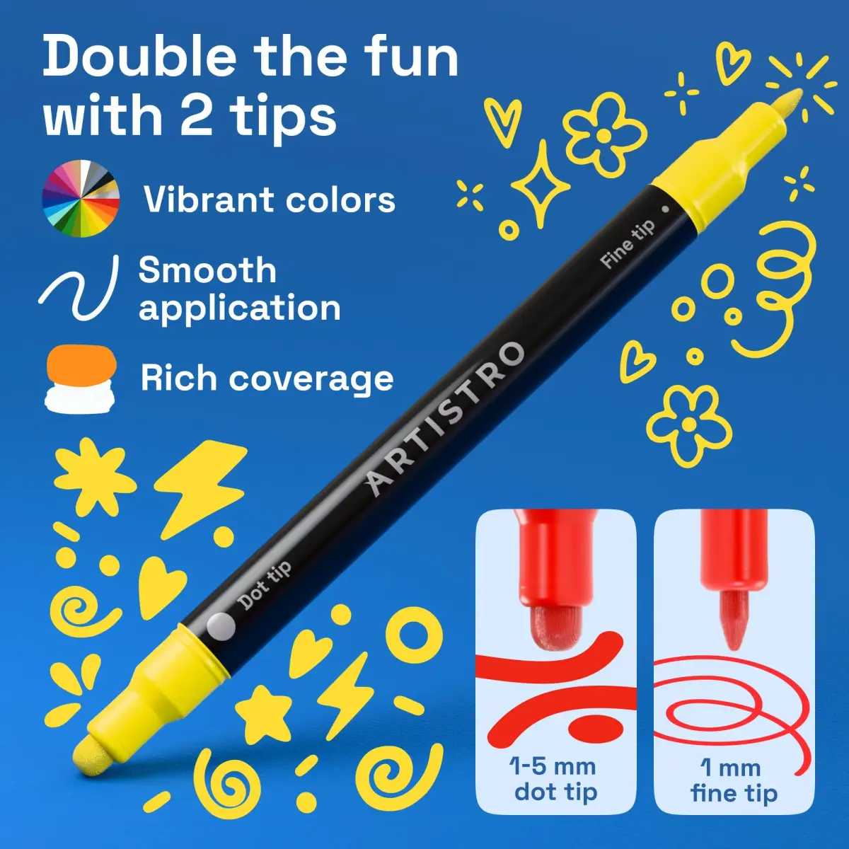 ARTISTRO 240 Dual-Tip Acrylic Paint Markers | Assorted Colors Value Pack - view 4