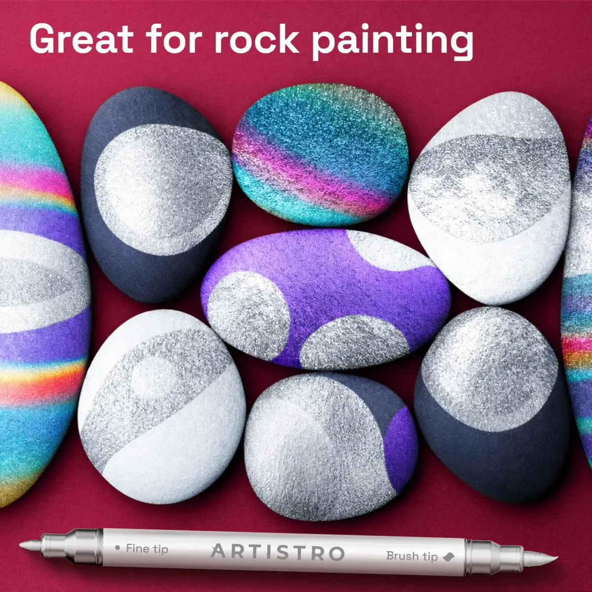 ARTISTRO Silver Dual-Tip Acrylic Paint Marker Pens 5-Pack | ASTM D-4236 Certified - view 7