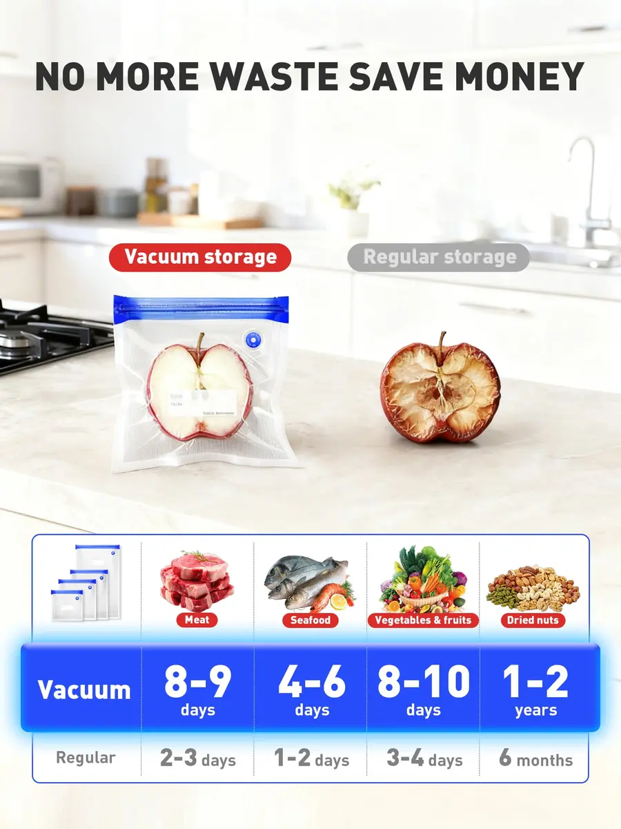 ZABINS Reusable Vacuum Sealer Bags L-Size (30 Pcs, 25.5cm x 33.5cm) | BPA-Free Food Storage for Sous Vide & Freezer - view 3