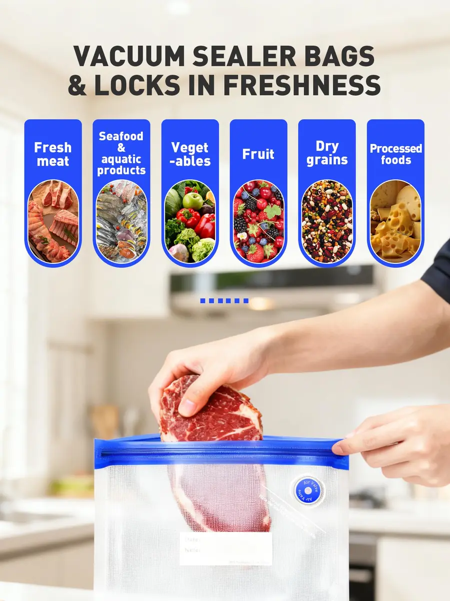 ZABINS 30 Pcs Reusable Vacuum Sealer Bags for Food | Leak-Proof BPA-Free Storage for Sous Vide & Freezer (70-120c) - view 5