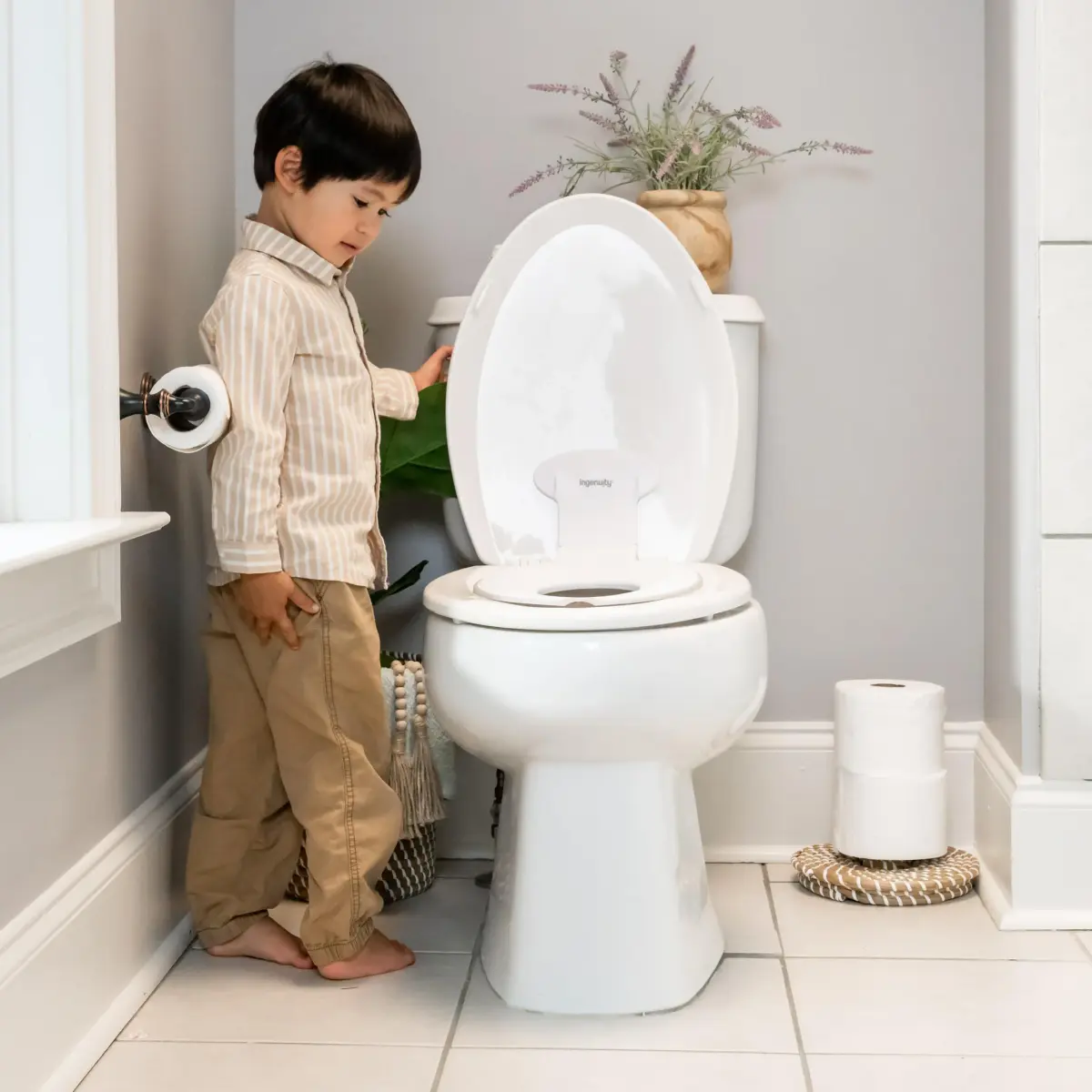 Ingenuity Flip & Sit Potty Seat (White) — 4 Pack | Attaches to Adult Toilet Seat - view 5