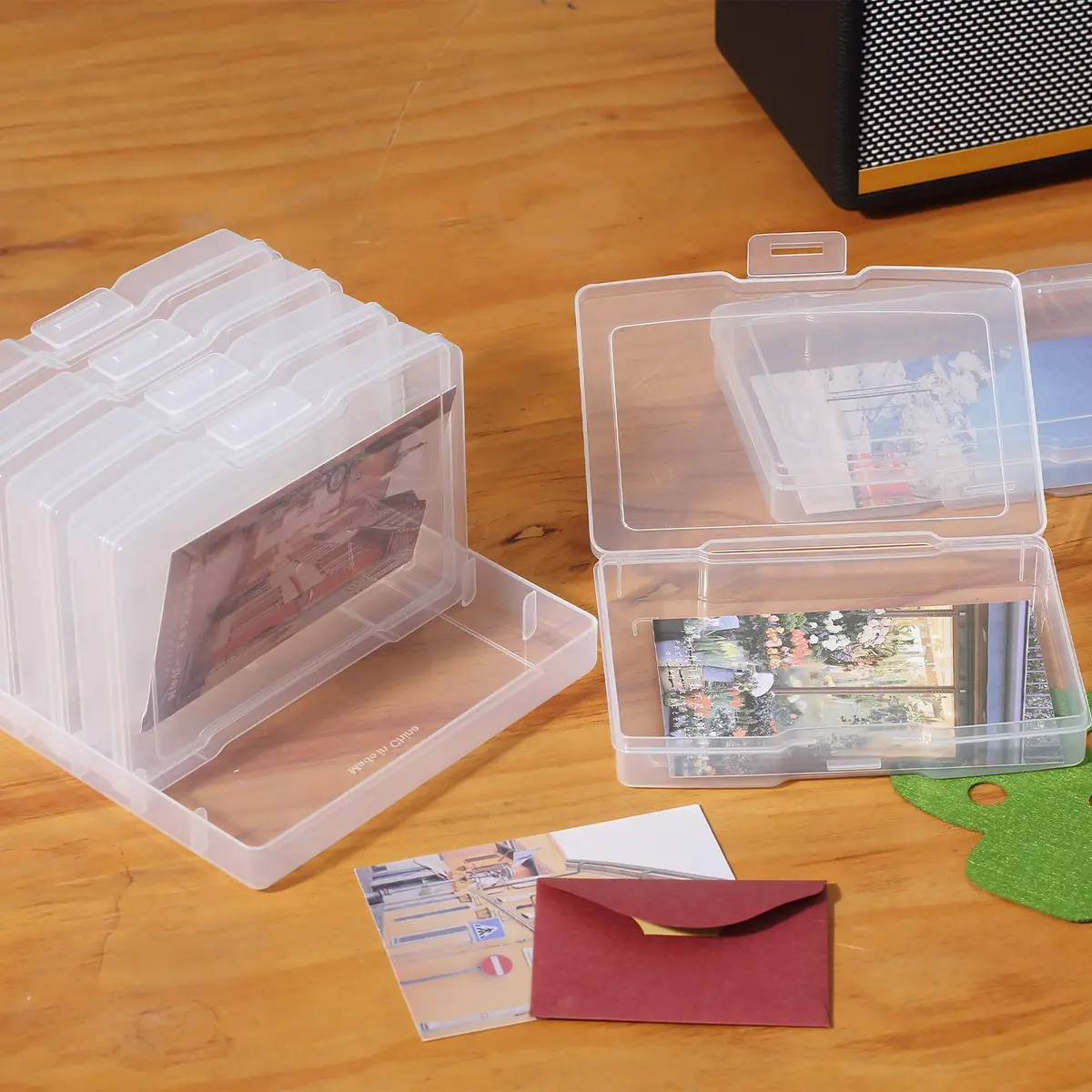novelinks 6 Pcs 4"x6" Plastic Photo Storage Boxes with Tray | Clear 2Pack for Photos & Crafts - view 3