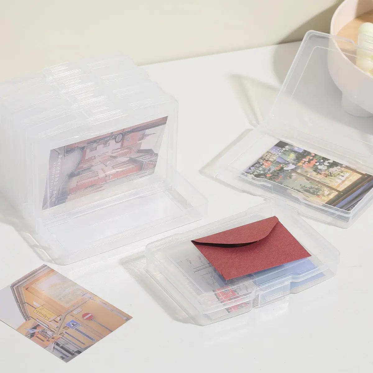 novelinks 6 Pcs 4"x6" Plastic Photo Storage Boxes with Tray | Clear 2Pack for Photos & Crafts - view 4