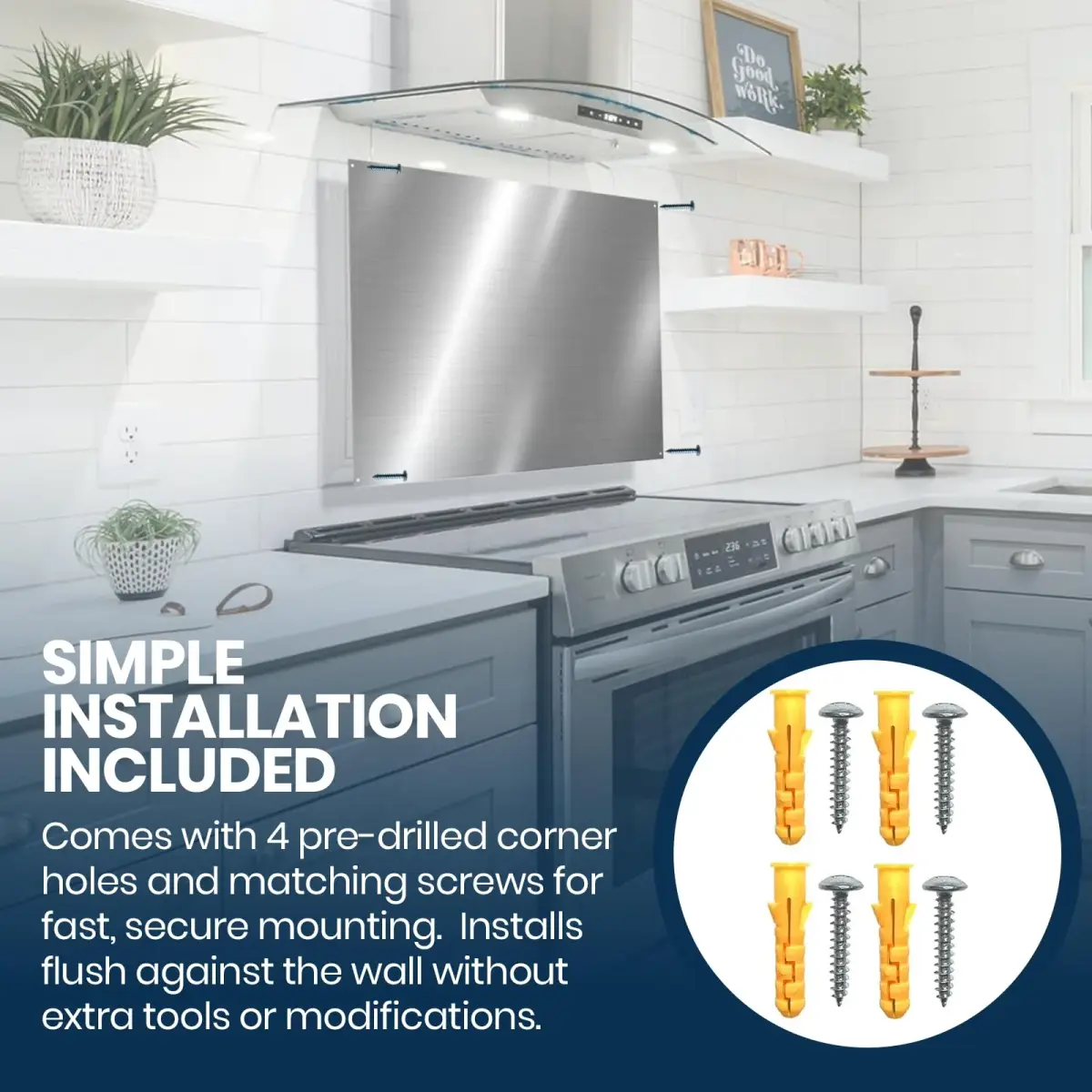 CALPALMY 30" x 18" Stainless Steel Stove Backsplash Panel | Protects Kitchen Walls from Grease & Heat - view 5