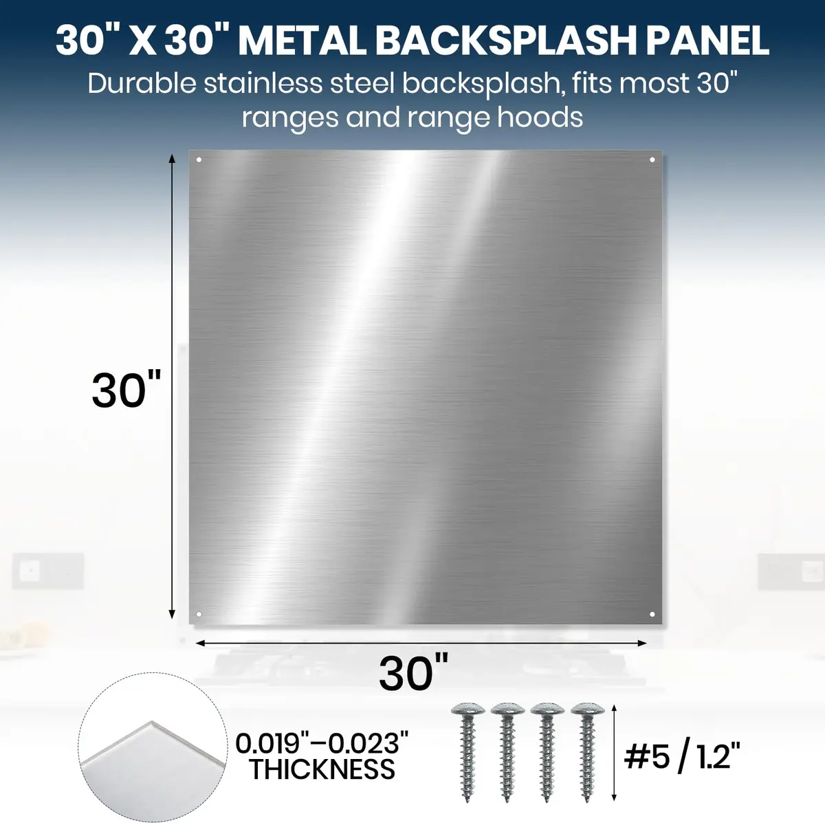 CALPALMY 30" x 30" Metal Backsplash Panel | Heat-Resistant Stove Splatter Guard for Cooking Range - view 2