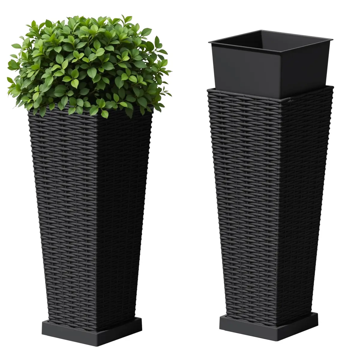 Devoko Resin 23.6'' Tall Planters | Large Taper Outdoor Planter with Removable Inner Pot - main product image