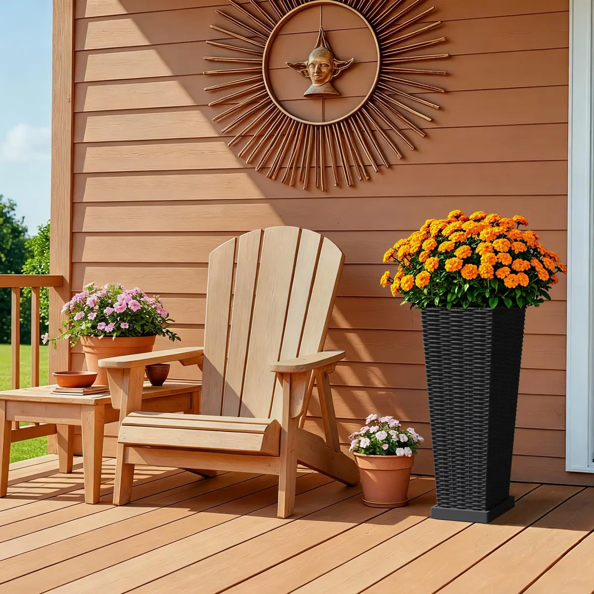 Devoko Resin 23.6'' Tall Planters | Large Taper Outdoor Planter with Removable Inner Pot - view 5