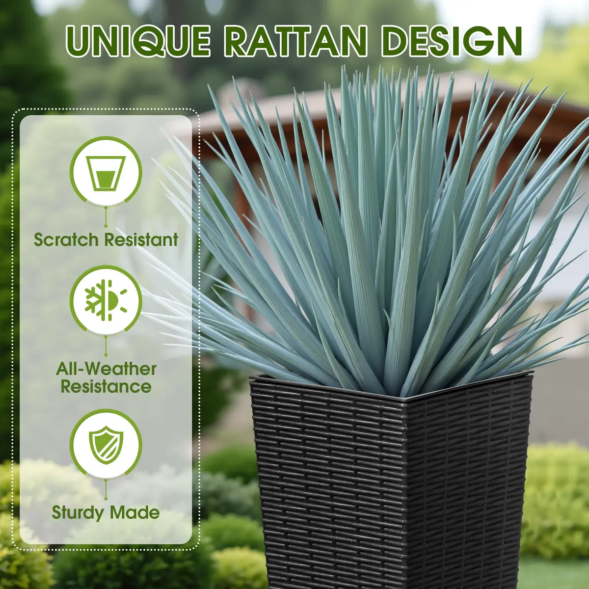 Devoko Resin 23.6'' Tall Planters | Large Taper Outdoor Planter with Removable Inner Pot - view 2