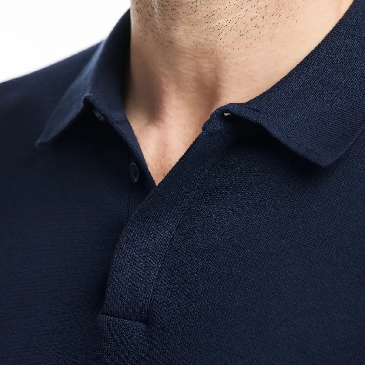 SAKS Fifth Avenue Men's Short Sleeve Rib Knit Sweater Polo | Premium Cotton Blend Knit Top, Classic-Fit & Richly Detailed, Navy, XXL - view 2