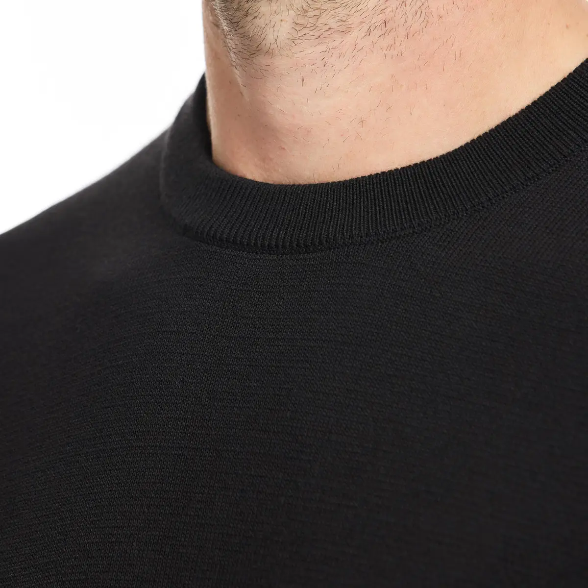 SAKS Fifth Avenue Men's Jersey Stitch Crewneck Sweater, Premium Cotton Blend Knit Top, Classic-Fit & Richly Detailed, Black, XXL - view 2
