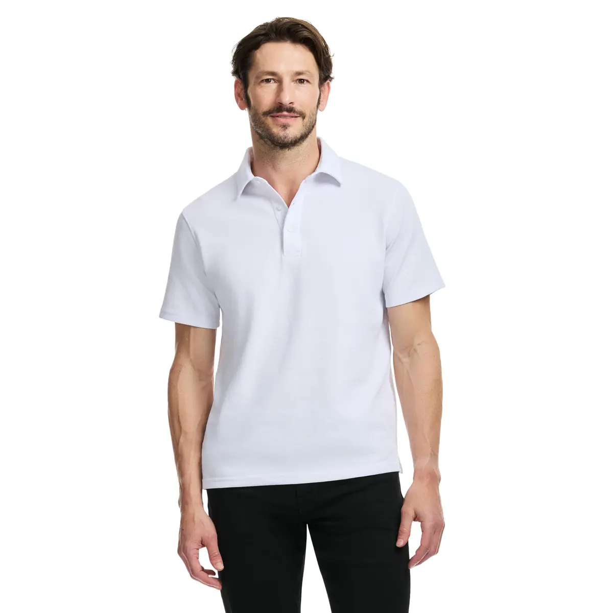 SAKS Fifth Avenue Men's Short Sleeve Textured Pique Polo, Premium Cotton Blend Knit Top, S - main product image