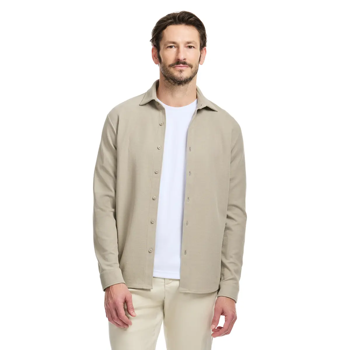 SAKS Fifth Avenue Men's Long Sleeve Textured Pique Button Down | Premium Cotton Blend Knit Top, Classic-Fit & Richly Detailed (70-120 chars) - main product image