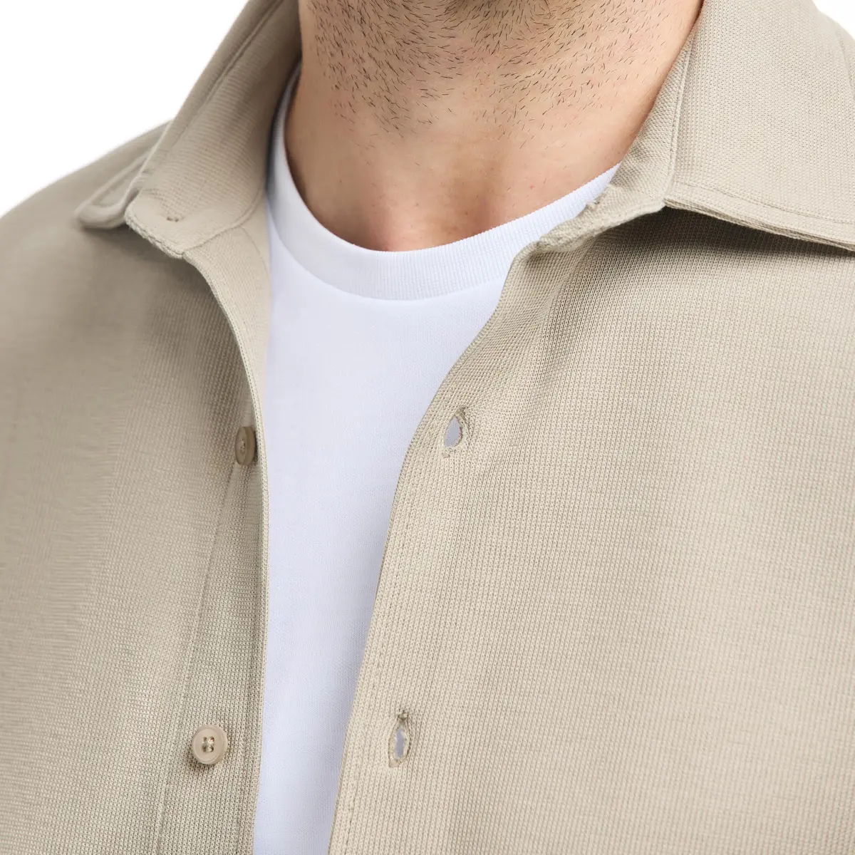 SAKS Fifth Avenue Men's Long Sleeve Textured Pique Button Down | Premium Cotton Blend Knit Top, Classic-Fit & Richly Detailed (70-120 chars) - view 2