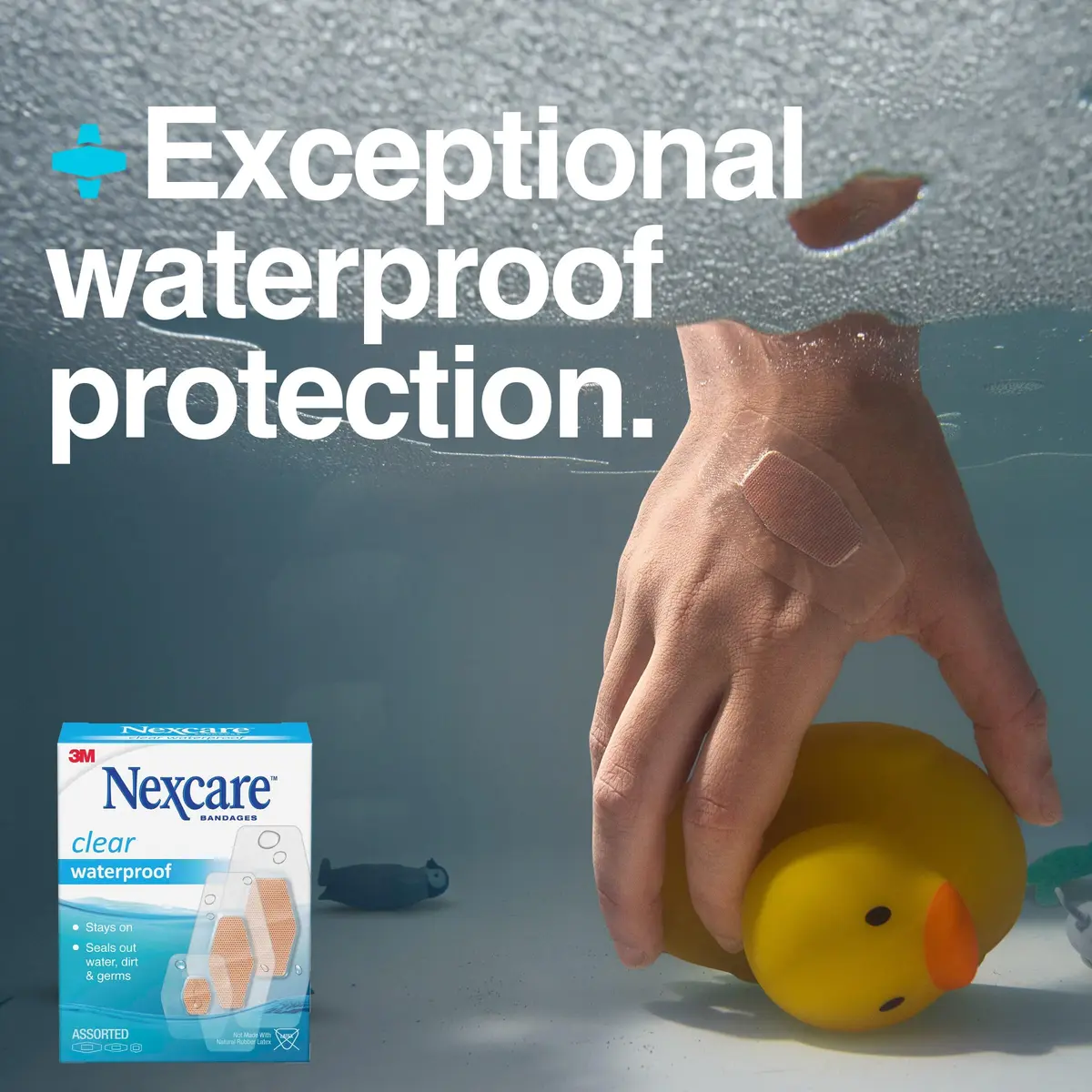 Nexcare Waterproof Clear Bandages Assorted Sizes 200 Count (100 Count Pack of 2) | 360 Degree Seal for Water, Dirt, Germ Protection - view 9