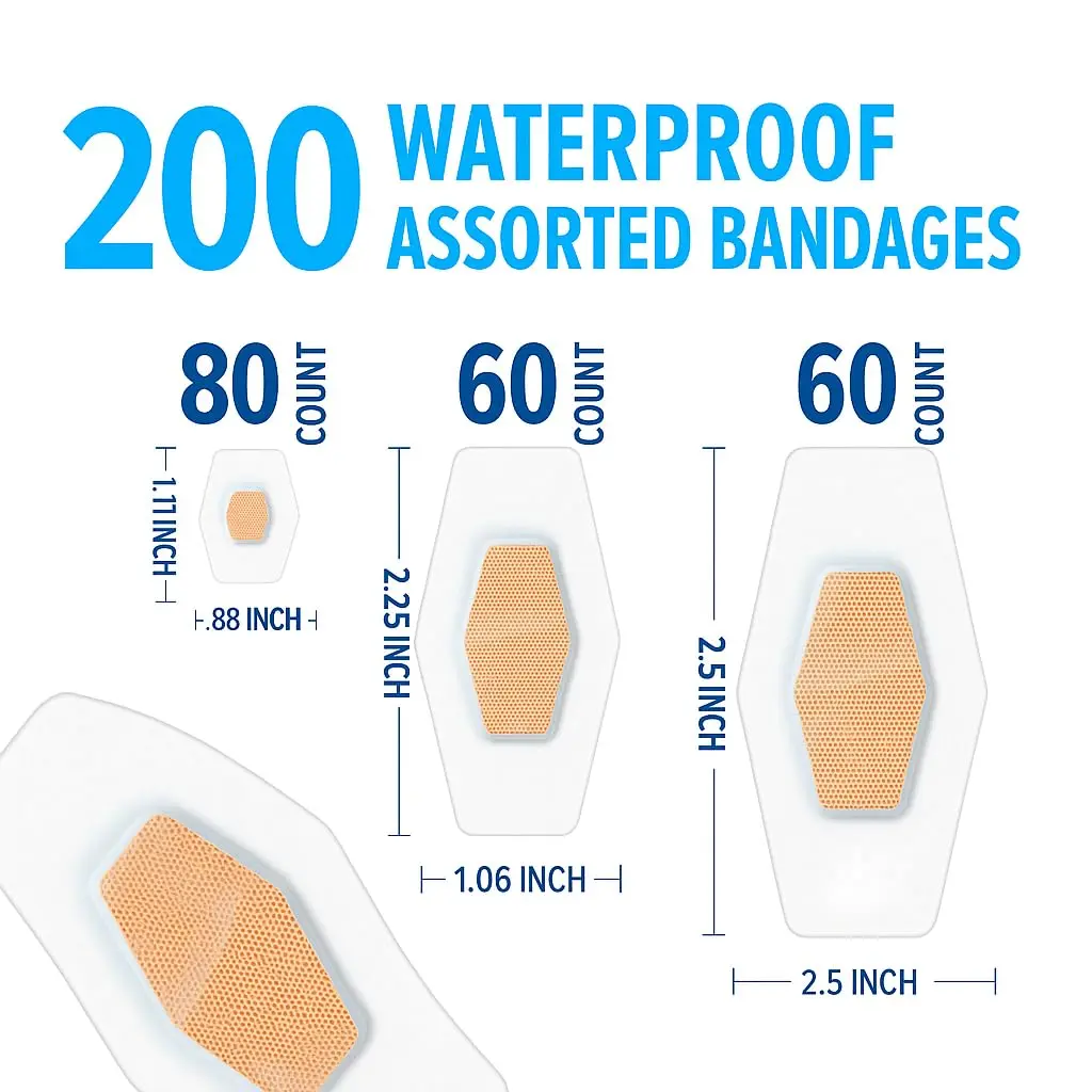 Nexcare Waterproof Clear Bandages Assorted Sizes 200 Count (100 Count Pack of 2) | 360 Degree Seal for Water, Dirt, Germ Protection - view 2