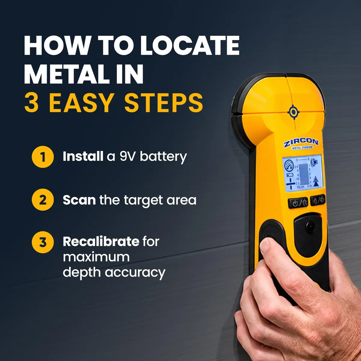 Zircon MetalliScanner MT7 Metal Scanner for Concrete & Walls, 6 in. Deep | Wall & Floor Metal Detection - view 4