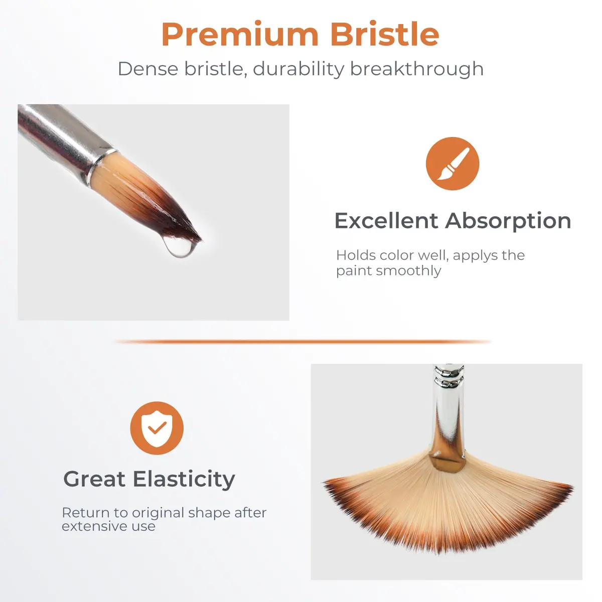 Nicpro Paint Brush Set 12pcs | Multi-Media Synthetic Nylon Brushes for Acrylic & Oil Painting - view 4