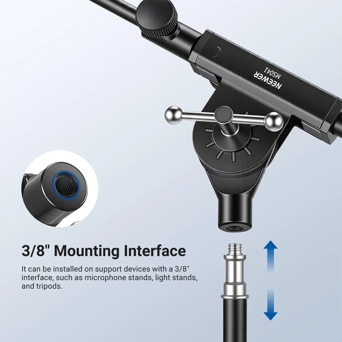 NEEWER Microphone Boom Arm for Mic Stand, Aluminum Compact Portable, MS041 | Adjustable Telescopic Support - view 5