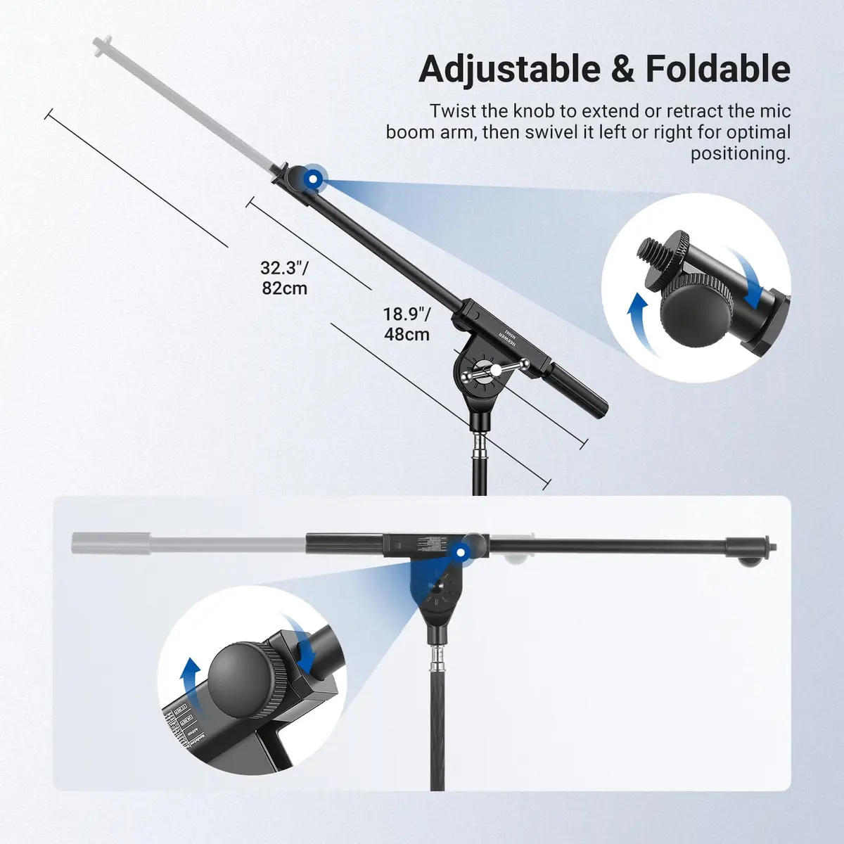 NEEWER Microphone Boom Arm for Mic Stand, Aluminum Compact Portable, MS041 | Adjustable Telescopic Support - view 2