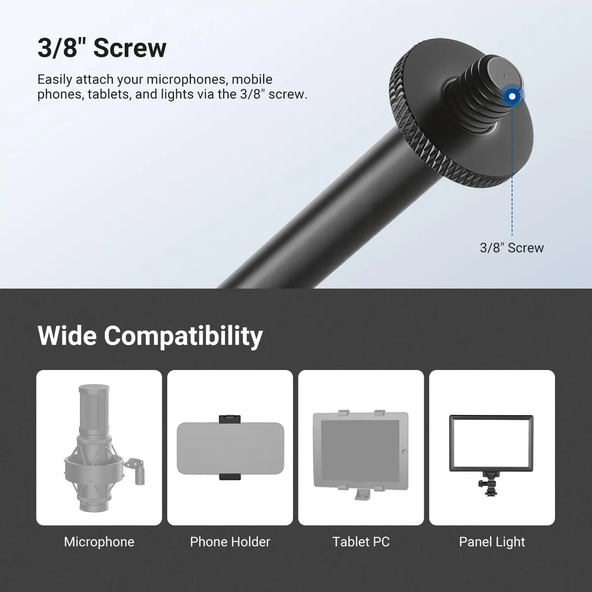 NEEWER Microphone Boom Arm for Mic Stand, Aluminum Compact Portable, MS041 | Adjustable Telescopic Support - view 3