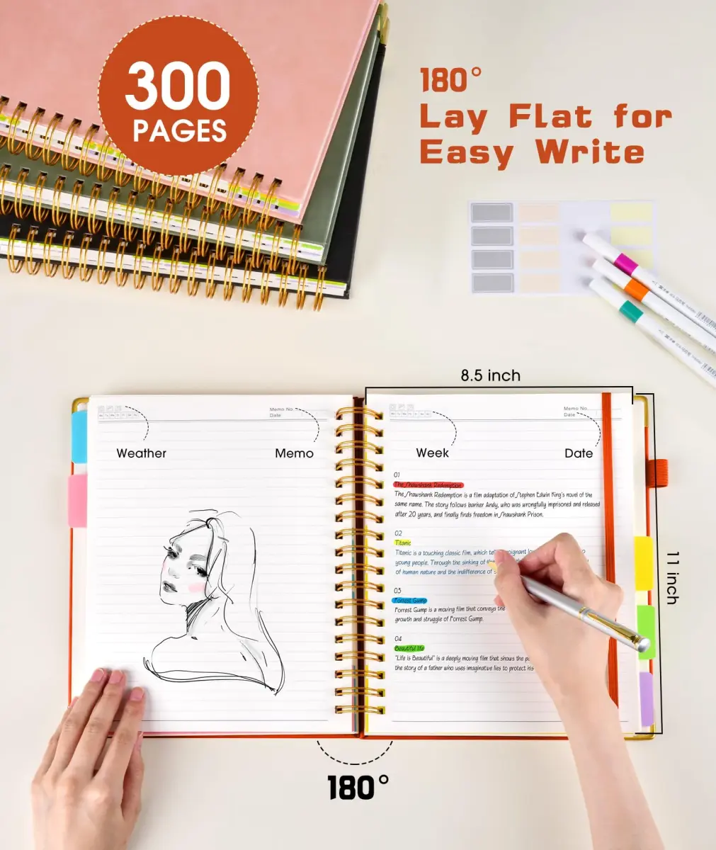 dilitego Hardcover Spiral Notebook 8.5"x11" (300 Pages, Orange) | Acid-Free Paper for Smooth Writing - main product image