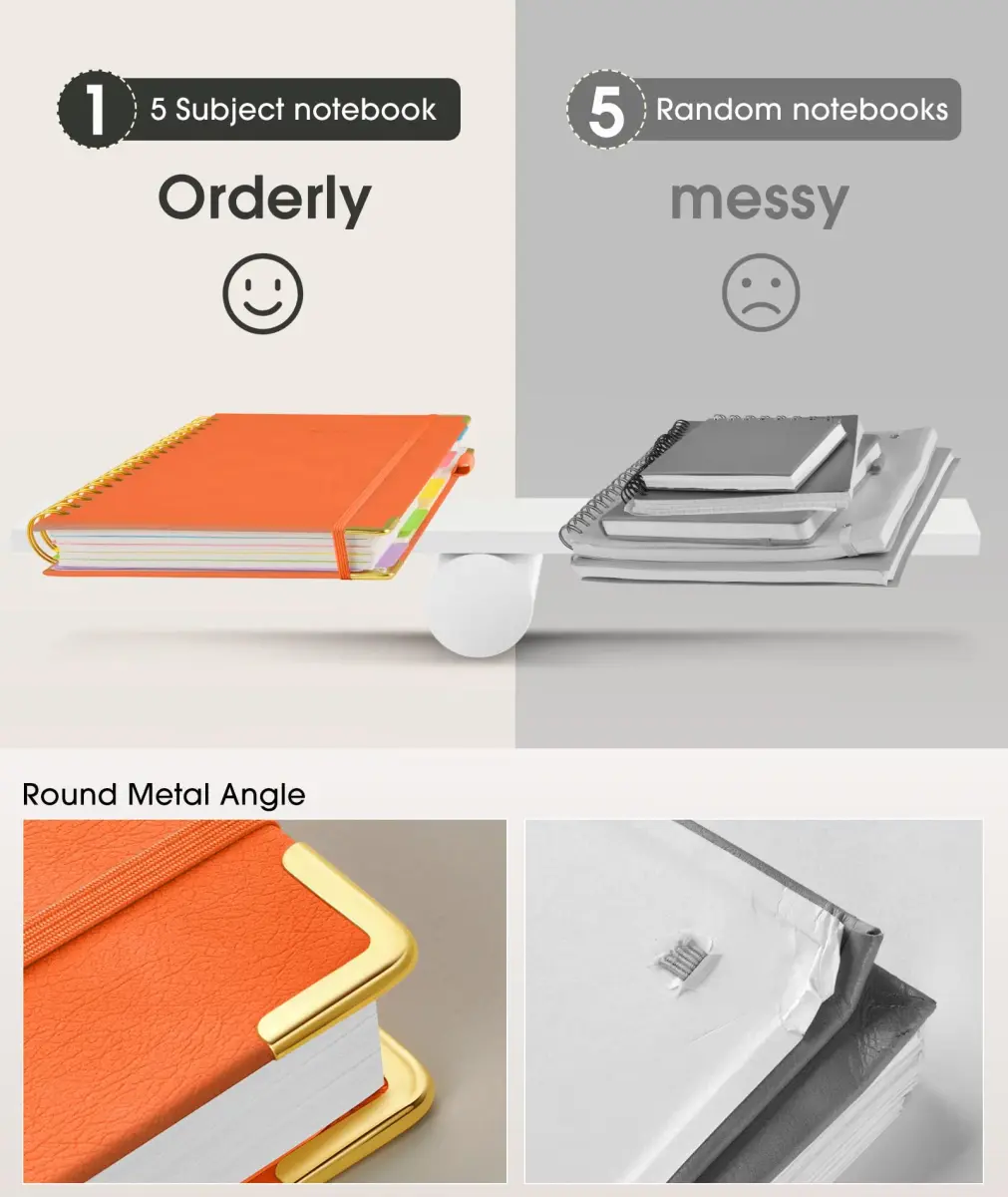dilitego Hardcover Spiral Notebook 8.5"x11" (300 Pages, Orange) | Acid-Free Paper for Smooth Writing - view 4