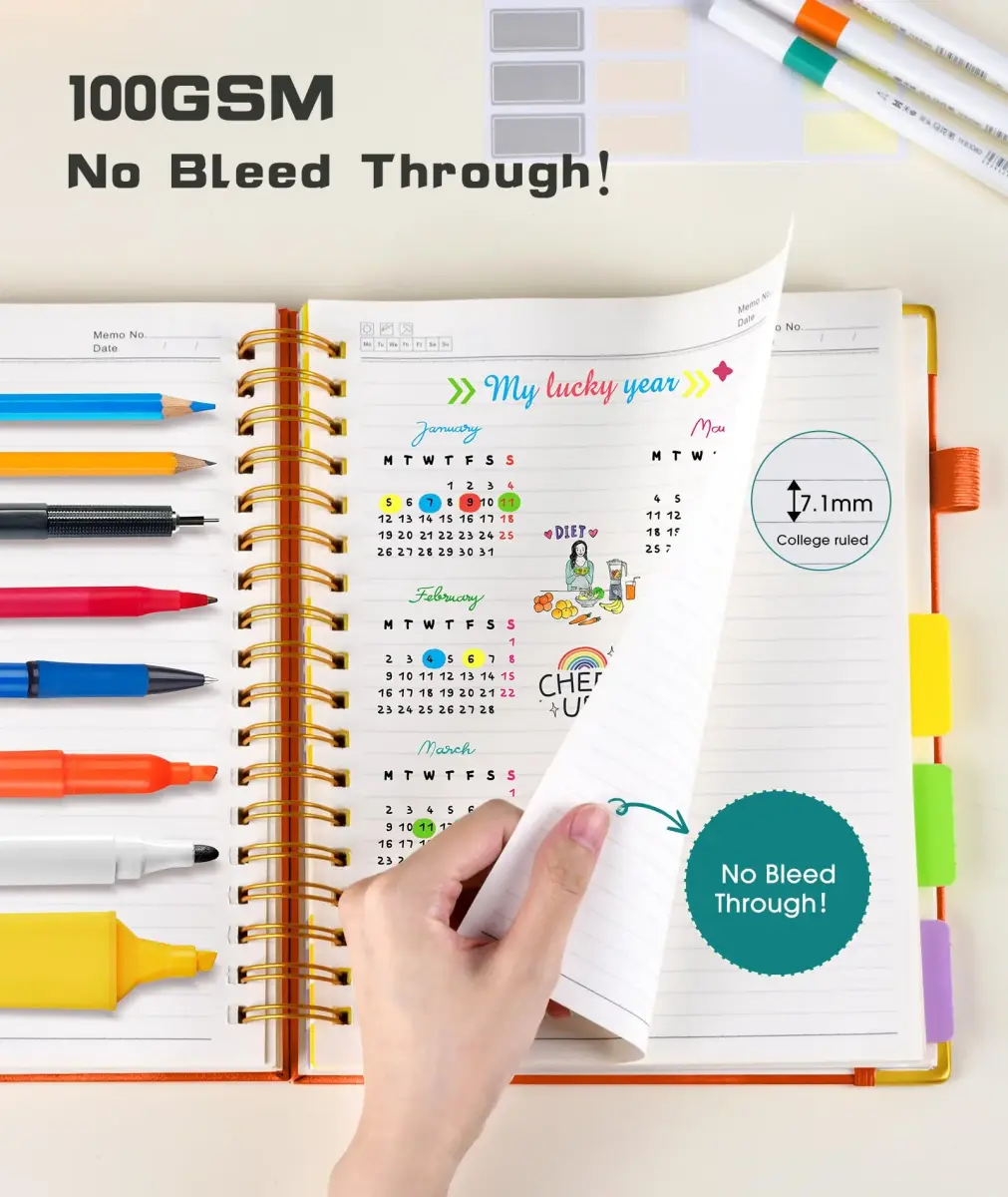 dilitego Hardcover Spiral Notebook 8.5"x11" (300 Pages, Orange) | Acid-Free Paper for Smooth Writing - view 5