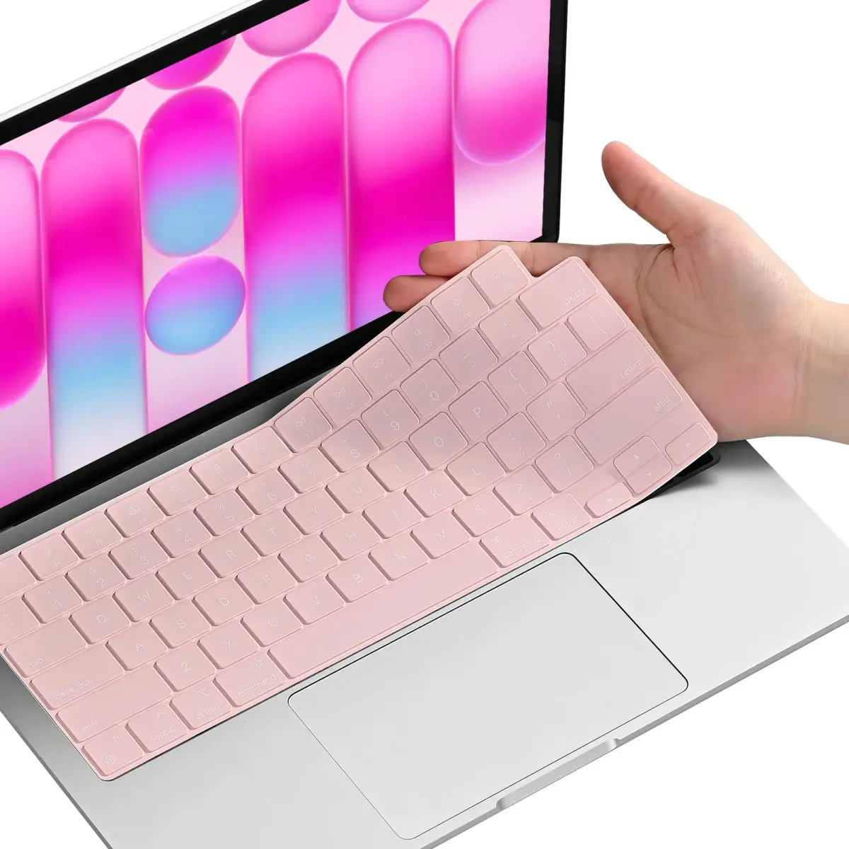 EooCoo Pink Keyboard Cover Skin Protector for MacBook Pro 14/16 & Air 13/15 Inch | US Layout - main product image