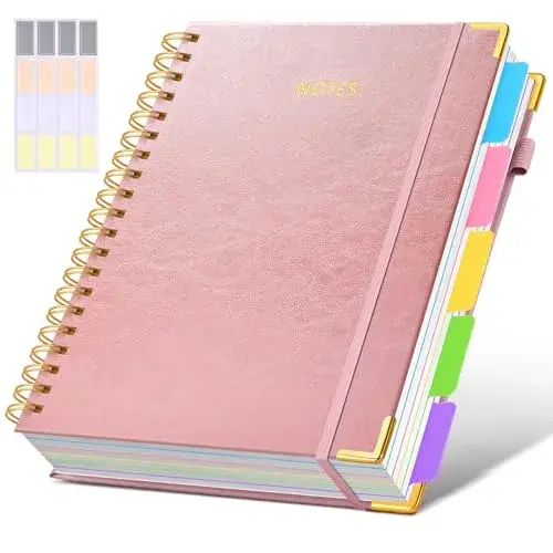 dilitego Leather Spiral Notebook Journal 8"x10" (300 Pages, Rose Gold) | Acid-Free Paper College Ruled - main product image