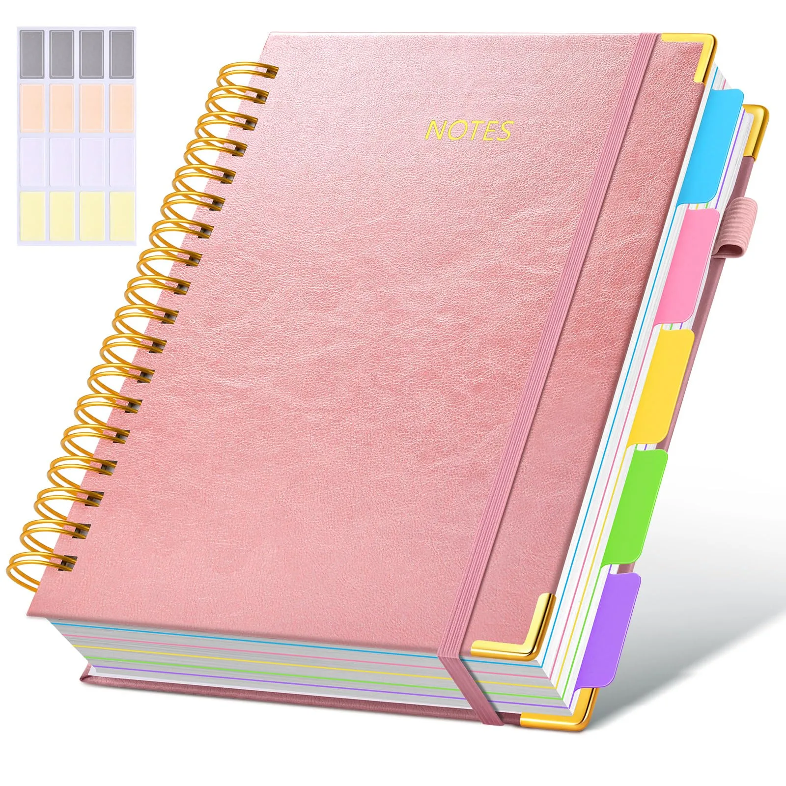 dilitego Leather Spiral Notebook Journal 8"x10" (300 Pages, Rose Gold) | Acid-Free Paper College Ruled - main product image