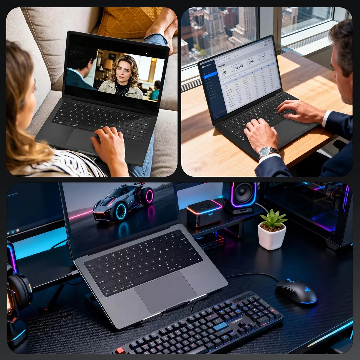 EooCoo Black Silicone Keyboard Skin for MacBook Pro 14/16, Air 13/15, Neo 13 | US Layout - view 5